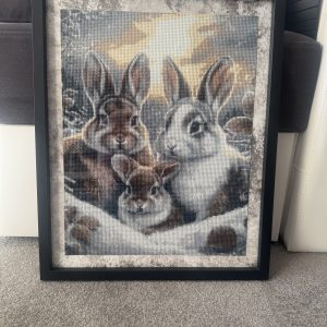 Heartwarming Handmade Diamond Art | Rabbit Family Portrait | Framed Sparkle Decor 5D 40cmx50cm