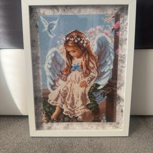 Angelic Handmade Diamond Painting – Serene angel with blue wings,3D,30cmx40cm