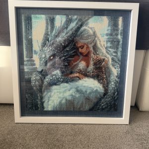 "Mystical Bond – Woman and Dragon Diamond Painting 40×40 cm, 5D, in frame"